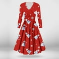 Christmas Maxi Dresses for Women 2024 Snowflake Xmas Tree Printed Tea