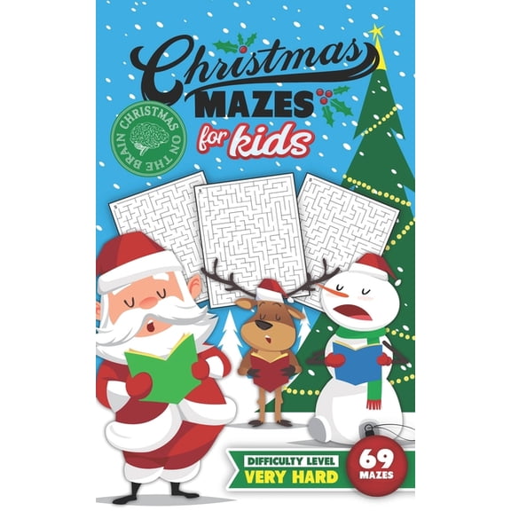 Christmas Mazes for Kids 69 Mazes Difficulty Level Very Hard: Fun Maze Puzzle Activity Game Books for Children - Holiday, (Paperback)