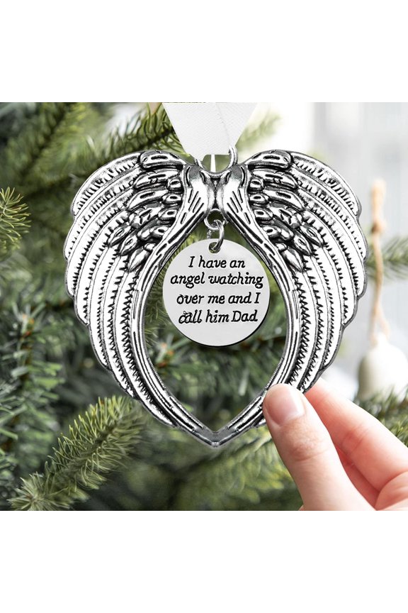 Christmas Memorial Hanging Ornament Angel Wings, Memory Gifts Pendant I Have a Angel Watching Over Me I Call Him My Husband Xmas Tree Hanging Sympathy Gift for Loss of Loved One in Heaven