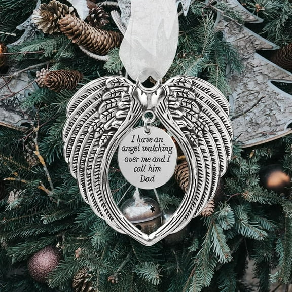 Christmas Memorial Hanging Ornaments Angel Wings, I Have a Angel Watching Over Me, Xmas Tree Pendant Sympathy Gift for Loss of Loved One in Heaven