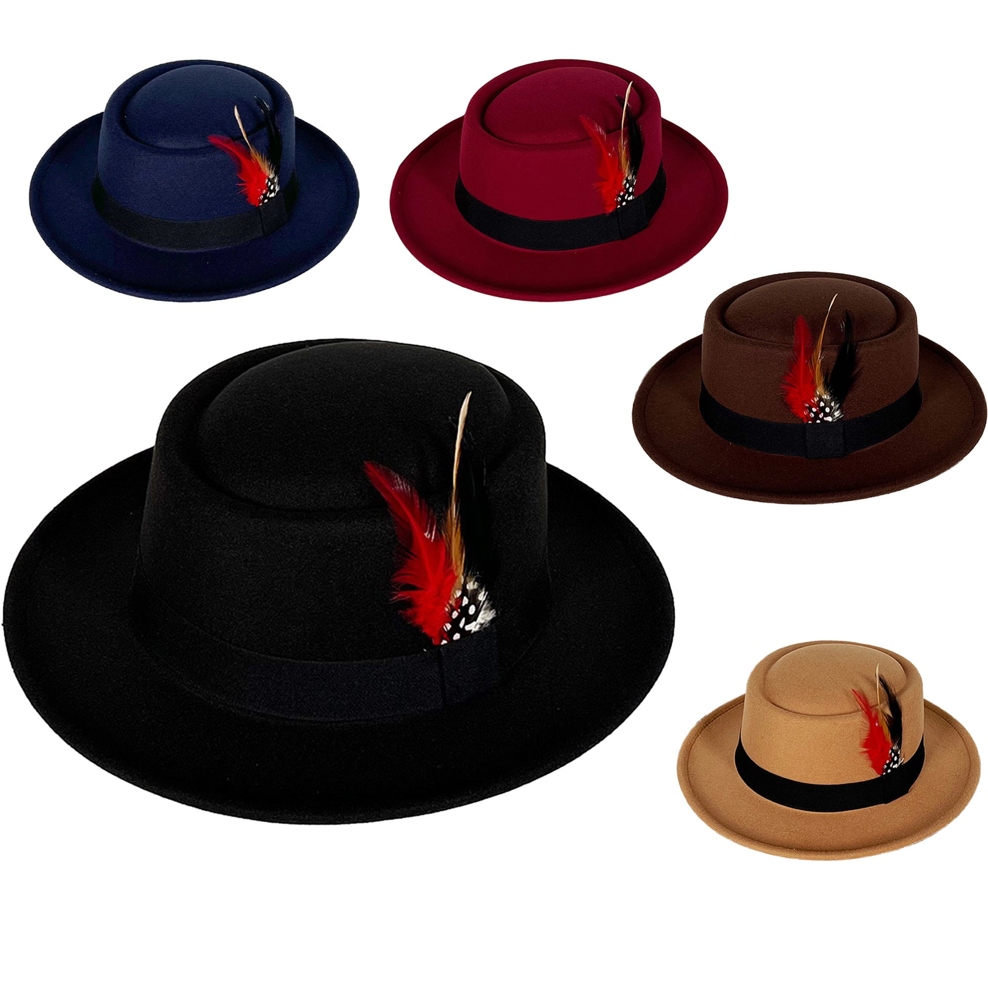 FSIDEA ハットFedora Hat George Men's Herringbone Fedora Hat - Walmart.com