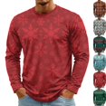thumbnail image 1 of Christmas Men Round Neck Long Sleeve Pullover Top, Novelty Printed Xmas Festive Casual Wear, Comfortable Winter Party Shirts, Stylish Daily Outfit For Holiday Red 2XL, 1 of 7
