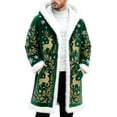thumbnail image 1 of Christmas Men's Long Cardigan Hoodies Women Unisex Santa Claus Warm Hooded Coat with Pocket Cozy Winter Outerwear, 1 of 3