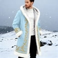 thumbnail image 1 of Christmas Men's Santa Trench Coat Trendy Plush Coats Long Peacoats Xmas Long Hooded Cardigans Light Blue S, 1 of 6