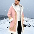 thumbnail image 1 of Christmas Men's Santa Trench Coat Trendy Plush Coats Long Peacoats Xmas Long Hooded Cardigans Light Pink M, 1 of 6