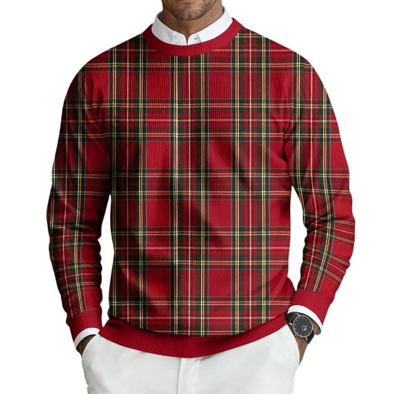 Christmas Mens Crewneck Sweater Long Sleeve Xmas Knit Sweaters Christmas Thermal Thin Shirts