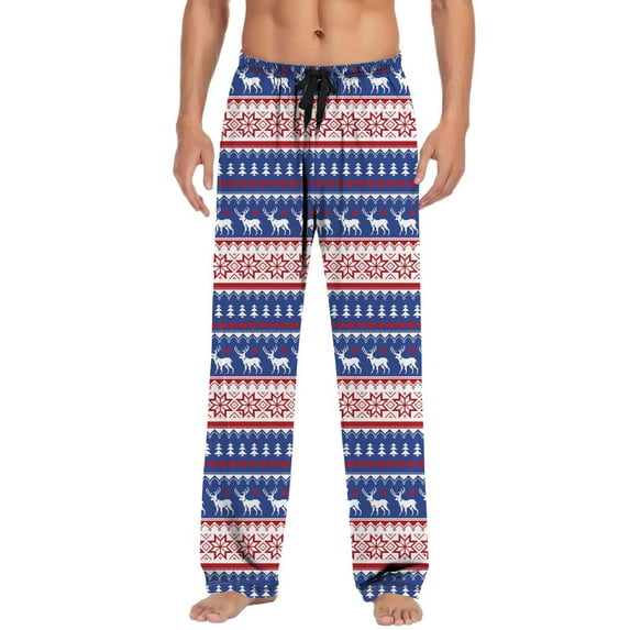 Christmas Mens Pajama Pants with Drawstring Pockets Lounge Pants Pajama Bottoms Men Sleep PJ Pants for Men(Blue,3XL)
