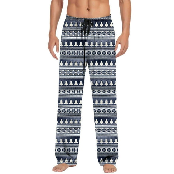Christmas Mens Pajama Pants with Drawstring Pockets Lounge Pants Pajama Bottoms Men Sleep PJ Pants for Men(Navy,XXL)