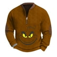 thumbnail image 1 of Christmas Mens Shirt Mens Christmas Sweater Quarter Button Pullover Brown M, 1 of 4