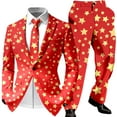 thumbnail image 1 of Christmas Mens Suit 2 Piece One Button Xmas Color Block Jacket Blazer And Pant Set Slim Fit Winter Party Funny Men's Suits, 1 of 6