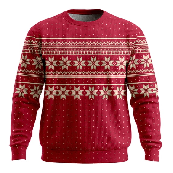 Christmas Mens Sweatshirts Long Sleeve Crewneck Vintage Christmas Print Pullover Sweater Xmas Gift Winter Soft Casual Ribbed Knit Men's Sweatshirts Red M