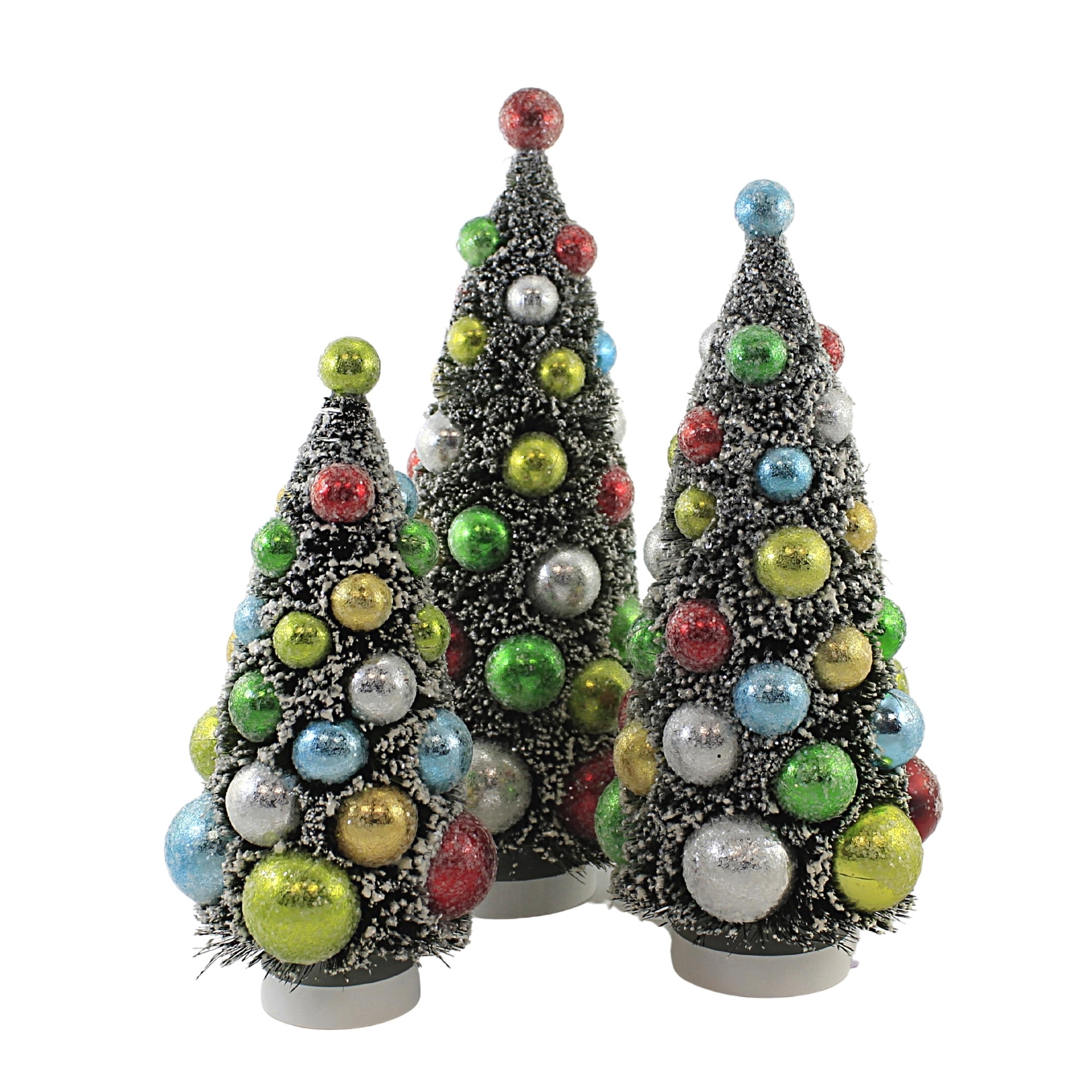 Bethany Lowe 13.00In Merry & Bright Bottle Brush, Plastic, Set Of 3 Snow Covered Lc8415