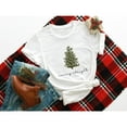 thumbnail image 1 of Christmas Merry Bright Tee Tree Graphic Holiday Winter Festive Top Short Sleeve Round Neck Cotton White S-5XL, 1 of 5