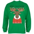 thumbnail image 1 of Christmas Merry ChristMoose Moose Mens Sweatshirt Irish Green MD, 1 of 1