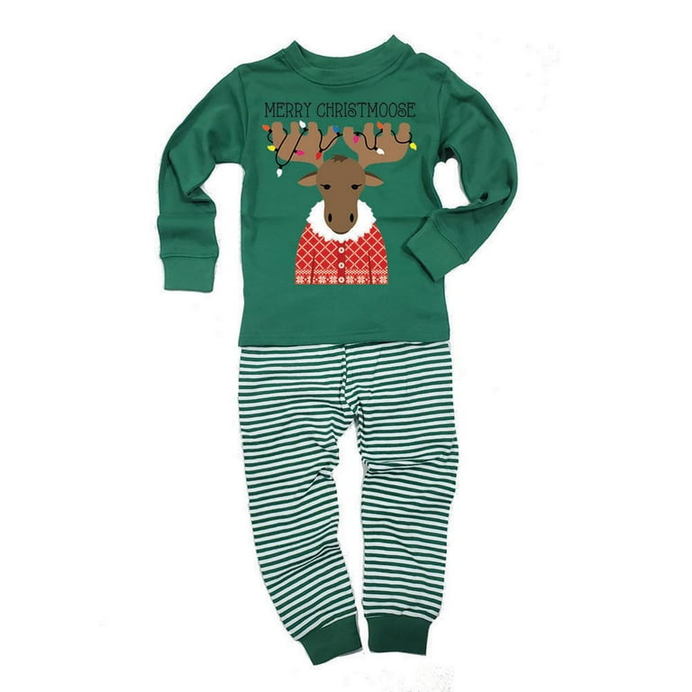 Long Sleeve PJ Set - Moose on Green Long Sleeve PJ Set - Moose on Green