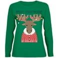 thumbnail image 1 of Christmas Merry ChristMoose Moose Womens Long Sleeve T Shirt, 1 of 1