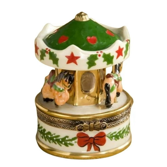 Christmas Carousel Treasure for Holiday Celebrations Limoges Box Porcelain Figurine