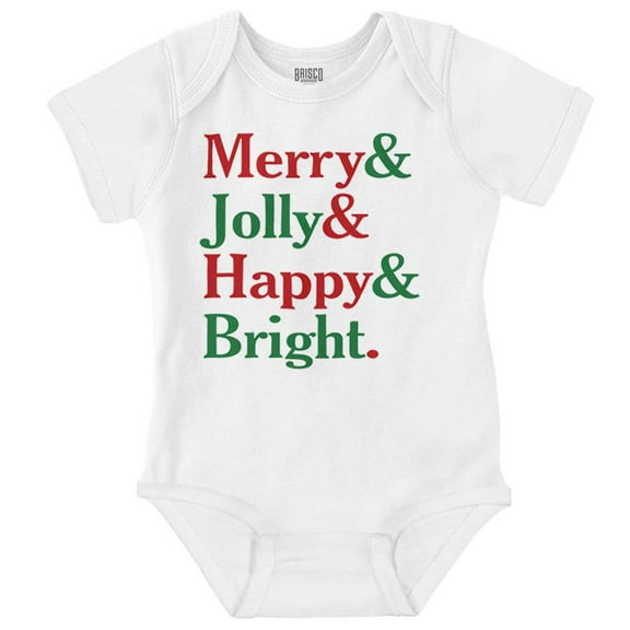 Christmas Merry Jolly Happy Bright Baby Romper Boys or Girls Brisco Brands 12M