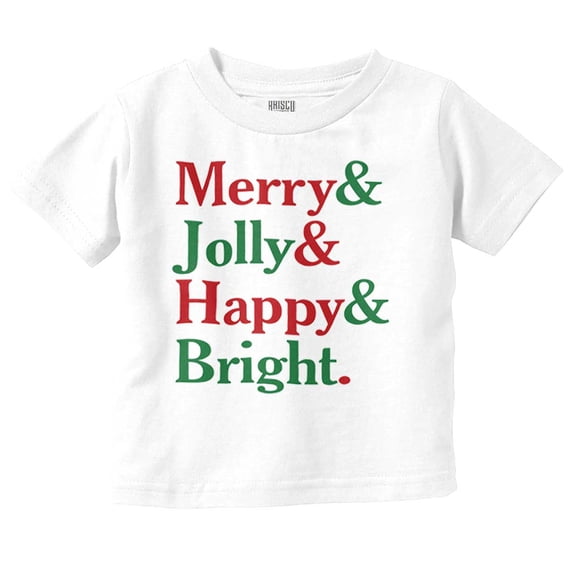 Christmas Merry Jolly Happy Bright Toddler Baby Graphic T Shirt Brisco Brands 6M