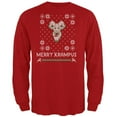 thumbnail image 1 of Christmas Merry Krampus Ugly Xmas Sweater Red Adult Long Sleeve T-Shirt - 2X-Large, 1 of 1