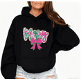 thumbnail image 1 of Christmas Merry Pink Bow Leopard Graphic Tee T-Shirt Print Top Cotton Hooded long-sleeved Black S-2XL, 1 of 7