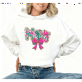 thumbnail image 1 of Christmas Merry Pink Bow Leopard Graphic Tee T-Shirt Print Top Hooded long-sleeved White S-2XL, 1 of 6