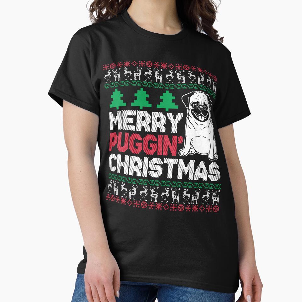 Christmas Merry Puggin' Christmas With A Funny Dog And A Holiday Vibe ...