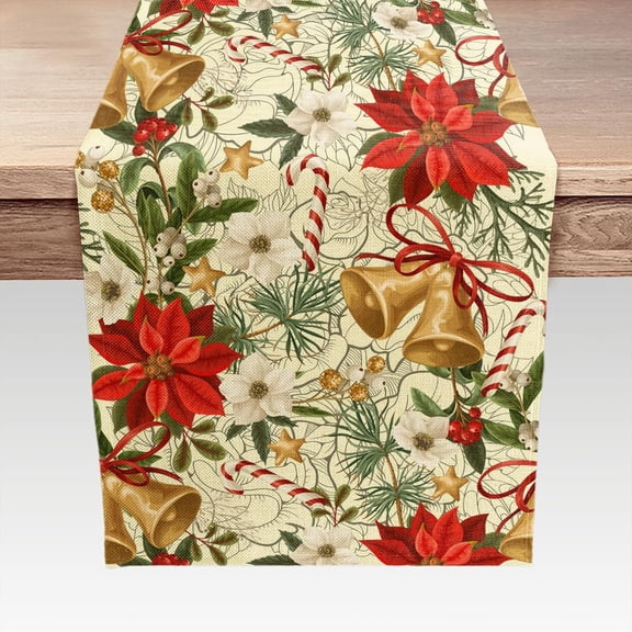 Christmas Merry Xmas Table Runner, Seasonal Winter Holiday Kitchen Dining Table Decoration for Indoor Outdoor Home Party Decor 13 x 48 Inches