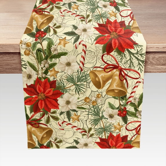 Christmas Merry Xmas Table Runner, Seasonal Winter Holiday Kitchen Dining Table Decoration for Indoor Outdoor Home Party Decor 13 x 72 Inch