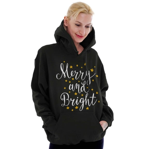 Christmas Merry and Bright Star Women Plus Size Graphic Pullover Hoodie Brisco Brands 2X