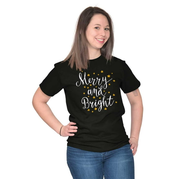 Christmas Merry and Bright Star Women's Graphic T Shirt Tees Brisco Brands L