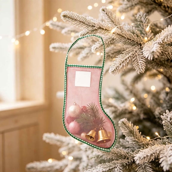 Christmas Mesh Stocking Bag, 18.11 Inch Polyester Hanging Gift Storage Ornament, Green
