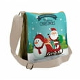 thumbnail image 1 of Christmas Messenger Bag, Santa in Sled and Snowman, Unisex Cross-body, by Ambesonne, 1 of 2