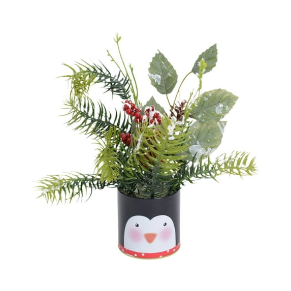 Christmas Metal Basin Snowflake Tree – 11" Artificial Tabletop Christmas Tree with Pine Cones & Berries – Waterproof Faux Mini Tree for Holiday Home Décor, Office, Fireplace, Centerpiece