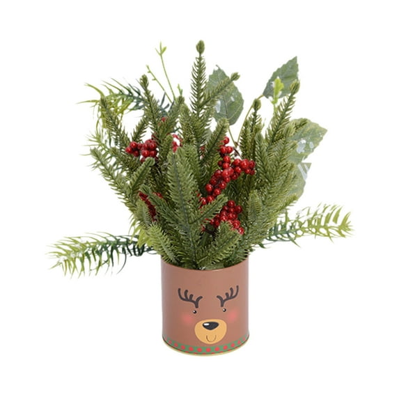 Christmas Metal Basin Snowflake Tree – 11" Artificial Tabletop Christmas Tree with Pine Cones & Berries – Waterproof Faux Mini Tree for Holiday Home Décor, Office, Fireplace, Centerpiece