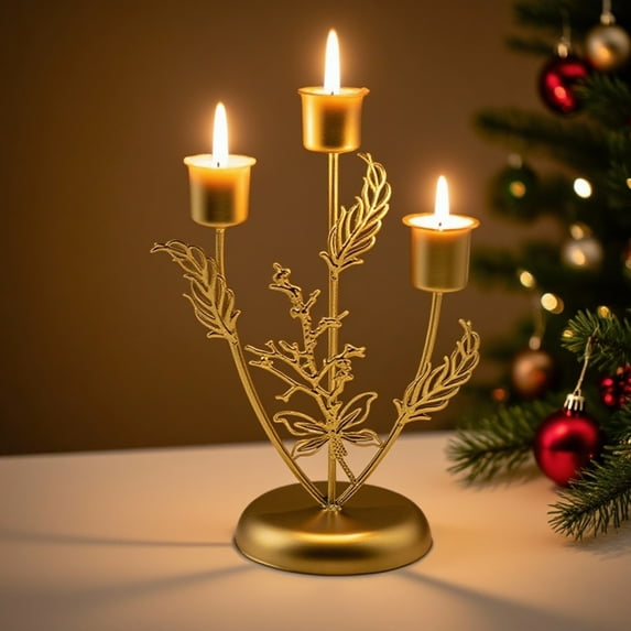 Christmas Metal Candlestick – Modern Iron Candle Holder for Romantic Table Decor, Holiday Centerpiece, or Home Decoration – 8.5 Inch