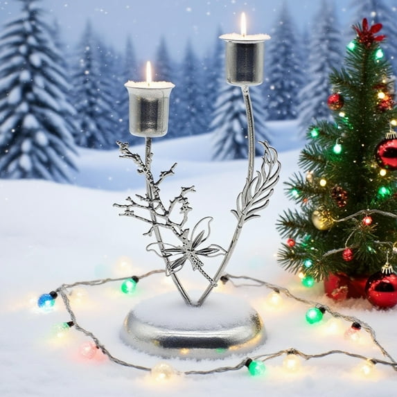 Christmas Metal Candlestick – Modern Iron Candle Holder for Romantic Table Decor, Holiday Centerpiece, or Home Decoration – 8.5 Inch
