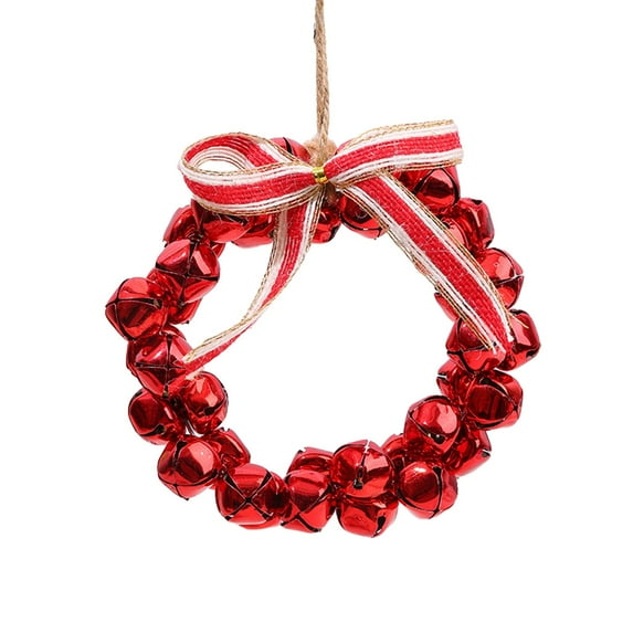 Christmas Metal Jingle Bell Wreath Christmas Tree Pendant 5 Inch, Creative Bell Wreath Festival Garland Hanging for Home Decoration Delicate Xmas Ornament for Year Cheer for Any Space