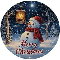 Christmas Metal Sign Christmas Wreath Vintage Round Tin Sign for Home Kitchen Garden Yard Indoor Office Decor 8x8 INCH