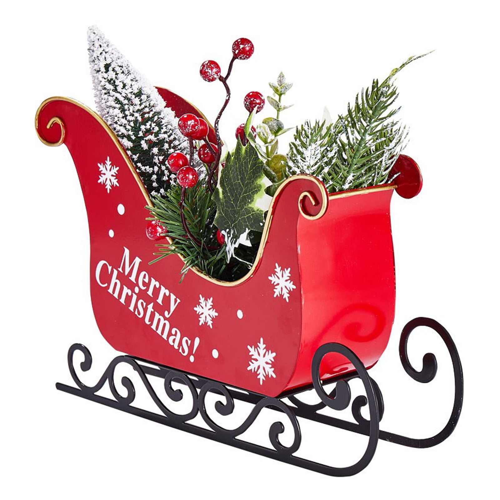 Christmas Metal Sleigh Decoration with Christmas Tree&Gift Box for ...