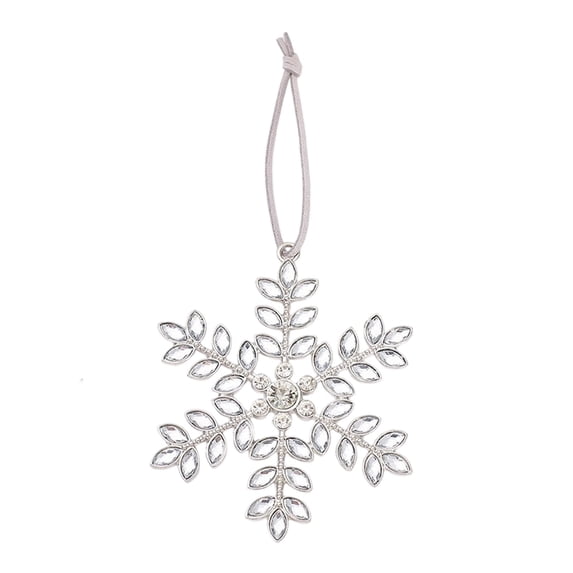 Christmas Metal Snowflake Pendant Ornament, Rhinestone Silver Snowflake Decoration for Christmas Tree, Window, Fireplace, Gift Wrapping, 4.3 x 3.9 Inches