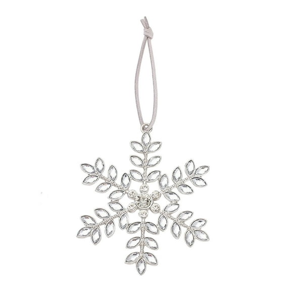 Christmas Metal Snowflake Pendant Ornament, Rhinestone Silver Snowflake Decoration for Christmas Tree, Window, Fireplace, Gift Wrapping, 4.3 x 3.9 Inches