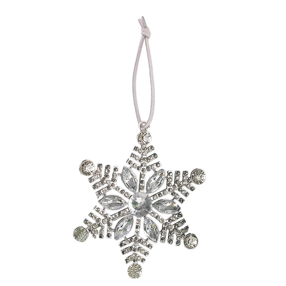 Christmas Metal Snowflake Pendant Ornament, Rhinestone Silver Snowflake Decoration for Christmas Tree, Window, Fireplace, Gift Wrapping, 4.3 x 3.9 Inches