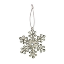 Christmas Metal Snowflake Pendant Ornament, Rhinestone Silver Snowflake Decoration for Christmas Tree, Window, Fireplace, Gift Wrapping, 4.3 x 3.9 Inches