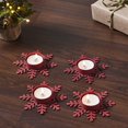 thumbnail image 1 of Tealight Holder Snowflake Barn Red Set of 4 0.6x4.13x4.13, 1 of 2