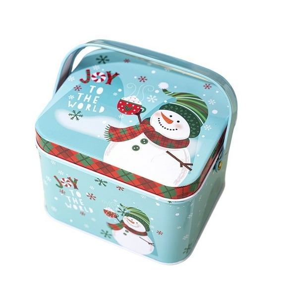 Christmas Metal Tinplate Box With Handle Gift Storage Jar Decorative Gift Box Candy Jar Cookie Jar for Festive Decorative Organizer