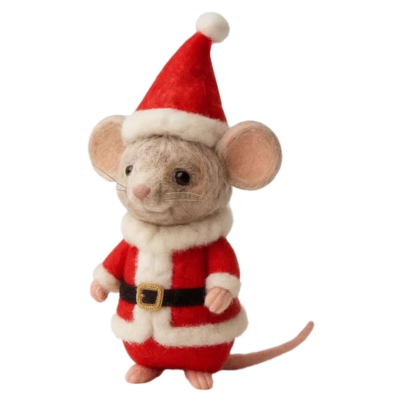 Christmas Mice Wool Felt Decor - Charming Handmade Mantelpiece or Table Centerpiece for Festive Holiday Home, Cozy Rustic Farmhouse Christmas Decorations for Pet Lovers