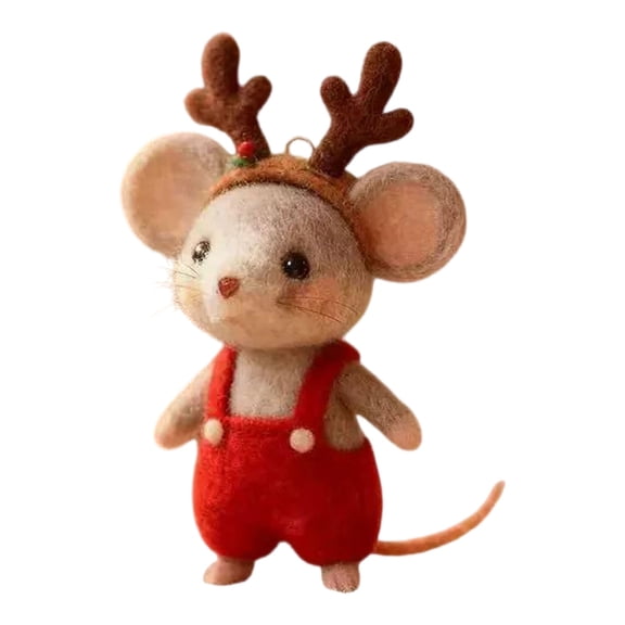 Christmas Mice Wool Felt Decor - Charming Handmade Mantelpiece or Table Centerpiece for Festive Holiday Home, Cozy Rustic Farmhouse Christmas Decorations for Pet Lovers