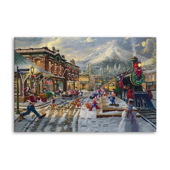 Christmas Mickeys And Minnie Candy Cane Express Poster Decorative Painting Canvas Wall Art Living Room Posters Bedroom Painting 24x36inch(60x90cm)