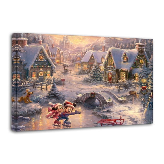 Christmas Mickeys And Minnie Sweetheart Holiday Poster Cool Artworks Painting Wall Art Canvas Prints Hanging Picture Home Decor Posters Gift 24x36inch(60x90cm)